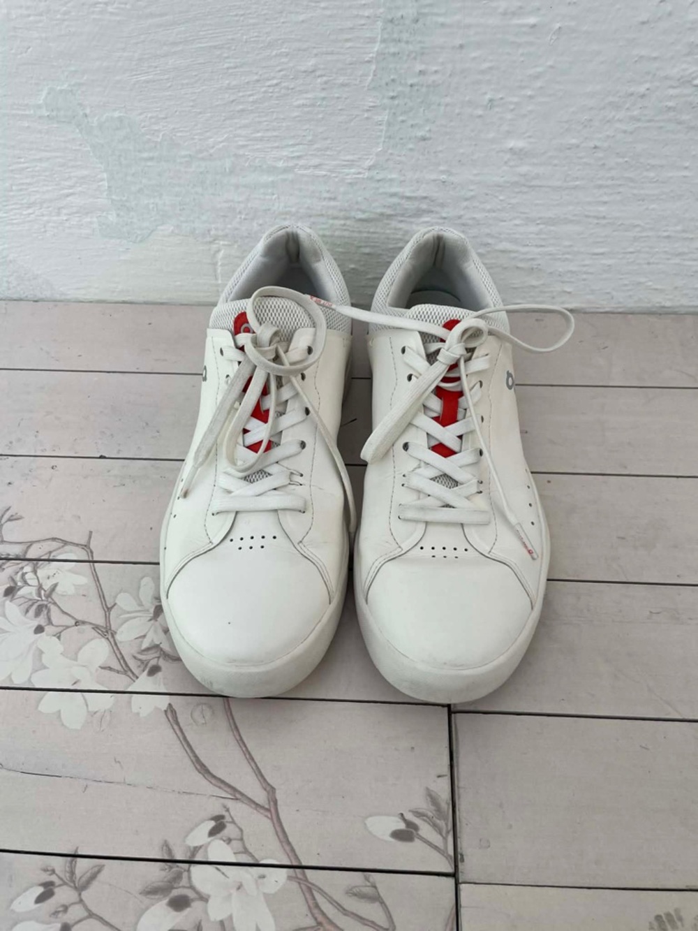 On Running White Sneakers with Red Insole Detail